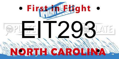 EIT293 North Carolina License Plate