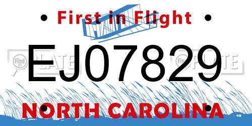 EJ07829 North Carolina License Plate