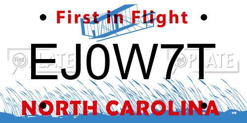 EJ0W7T North Carolina License Plate