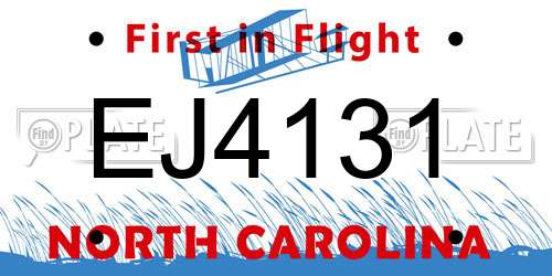 EJ4131 North Carolina License Plate