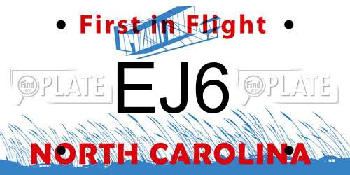 EJ6 North Carolina License Plate