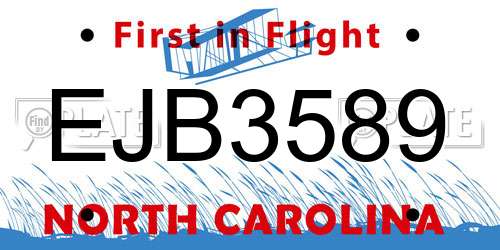 EJB3589 North Carolina License Plate
