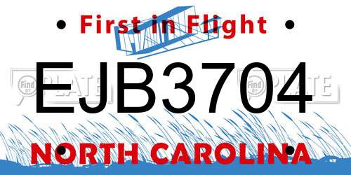 EJB3704 North Carolina License Plate