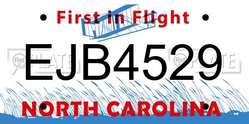 EJB4529 North Carolina License Plate