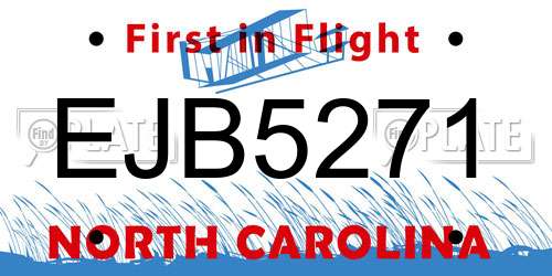 EJB5271 North Carolina License Plate