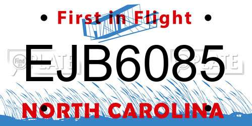 EJB6085 North Carolina License Plate