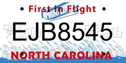 EJB8545 North Carolina License Plate