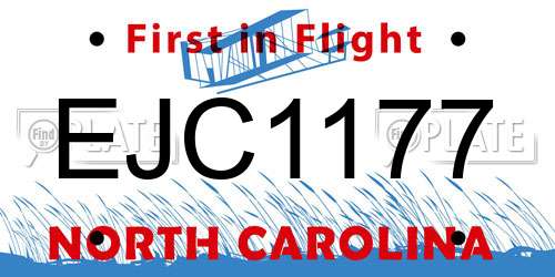 EJC1177 North Carolina License Plate
