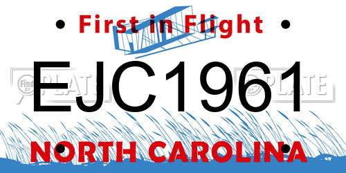 EJC1961 North Carolina License Plate