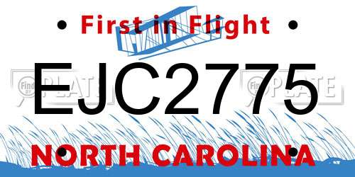 EJC2775 North Carolina License Plate