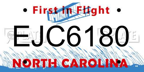 EJC6180 North Carolina License Plate