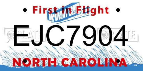 EJC7904 North Carolina License Plate