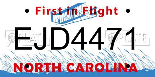 EJD4471 North Carolina License Plate