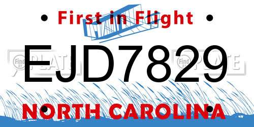 EJD7829 North Carolina License Plate