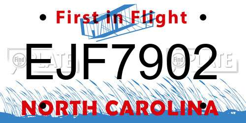 EJF7902 North Carolina License Plate
