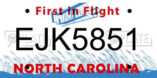 EJK5851 North Carolina License Plate