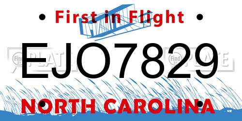 EJO7829 North Carolina License Plate