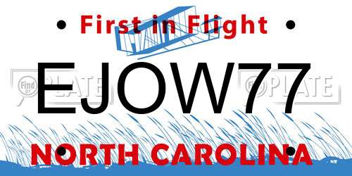 EJOW77 North Carolina License Plate
