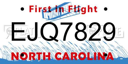 EJQ7829 North Carolina License Plate
