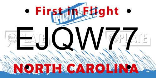 EJQW77 North Carolina License Plate