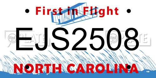 EJS2508 North Carolina License Plate