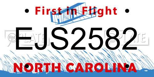 EJS2582 North Carolina License Plate