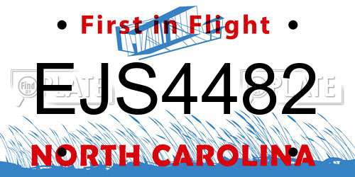 EJS4482 North Carolina License Plate
