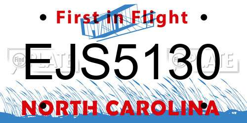 EJS5130 North Carolina License Plate