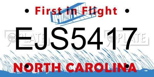 EJS5417 North Carolina License Plate