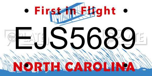 EJS5689 North Carolina License Plate