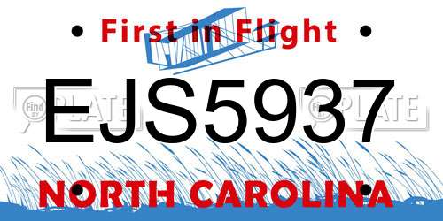 EJS5937 North Carolina License Plate