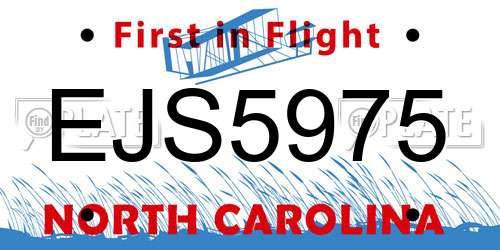 EJS5975 North Carolina License Plate