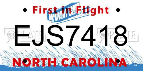 EJS7418 North Carolina License Plate