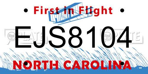 EJS8104 North Carolina License Plate