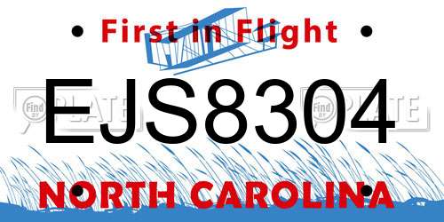 EJS8304 North Carolina License Plate