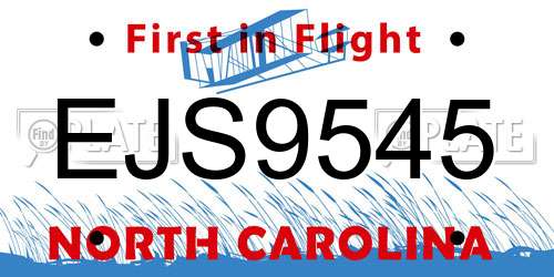 EJS9545 North Carolina License Plate