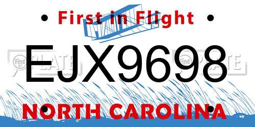 EJX9698 North Carolina License Plate