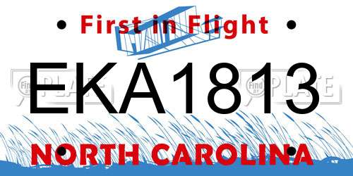 EKA1813 North Carolina License Plate