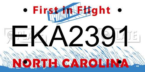 EKA2391 North Carolina License Plate
