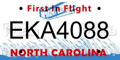 EKA4088 North Carolina License Plate