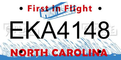 EKA4148 North Carolina License Plate