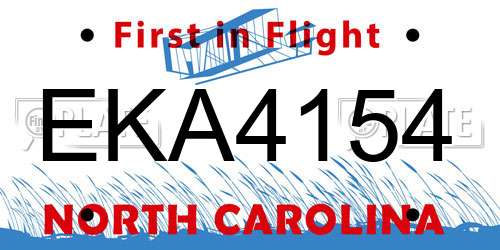 EKA4154 North Carolina License Plate
