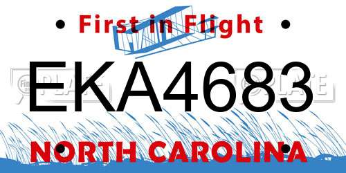 EKA4683 North Carolina License Plate