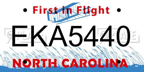 EKA5440 North Carolina License Plate