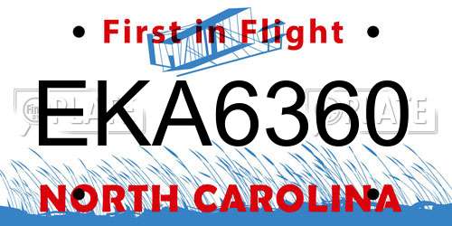 EKA6360 North Carolina License Plate