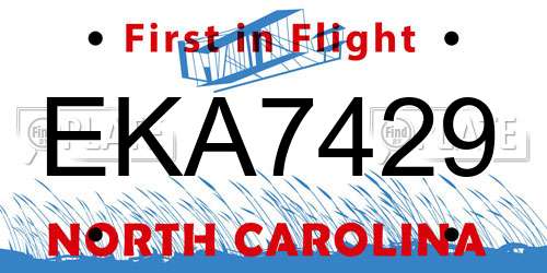 EKA7429 North Carolina License Plate