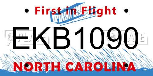 EKB1090 North Carolina License Plate
