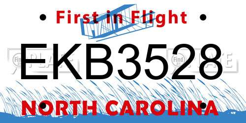 EKB3528 North Carolina License Plate