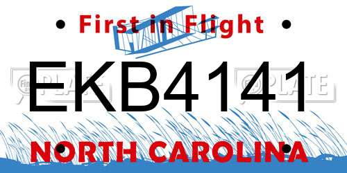 EKB4141 North Carolina License Plate