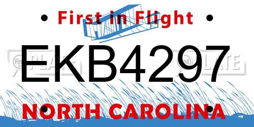 EKB4297 North Carolina License Plate